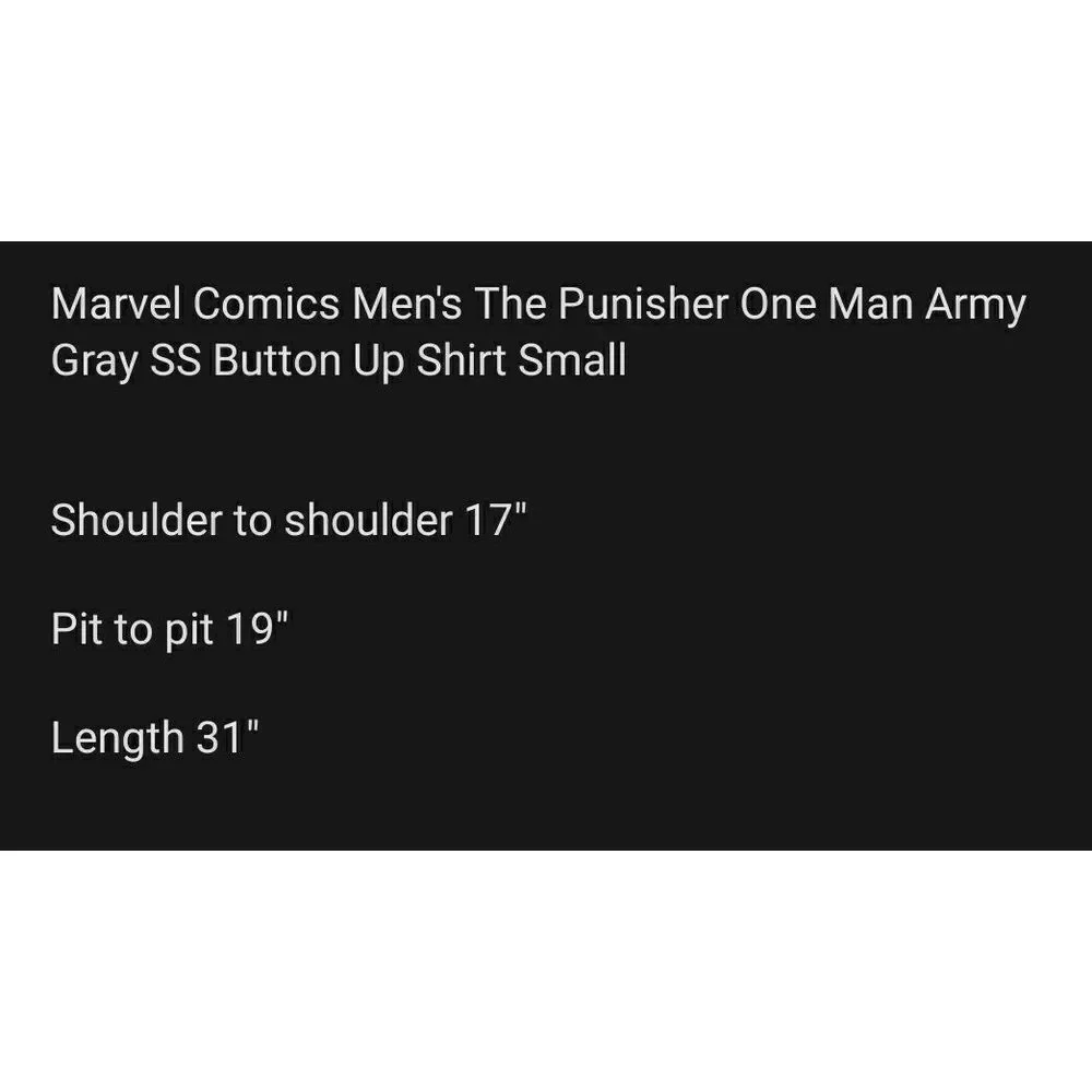 Marvel Comics "The Punisher"‎ Men's One Man Army Gray SS Mechanics shirt Small - Picture 7 of 7